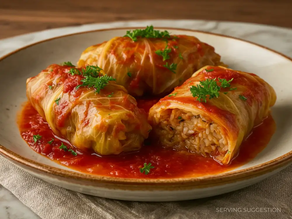 Rice and Mushroom Stuffed Cabbage w/Tomato Sauce - 3 Rolls (Gołąbki) - Image 3
